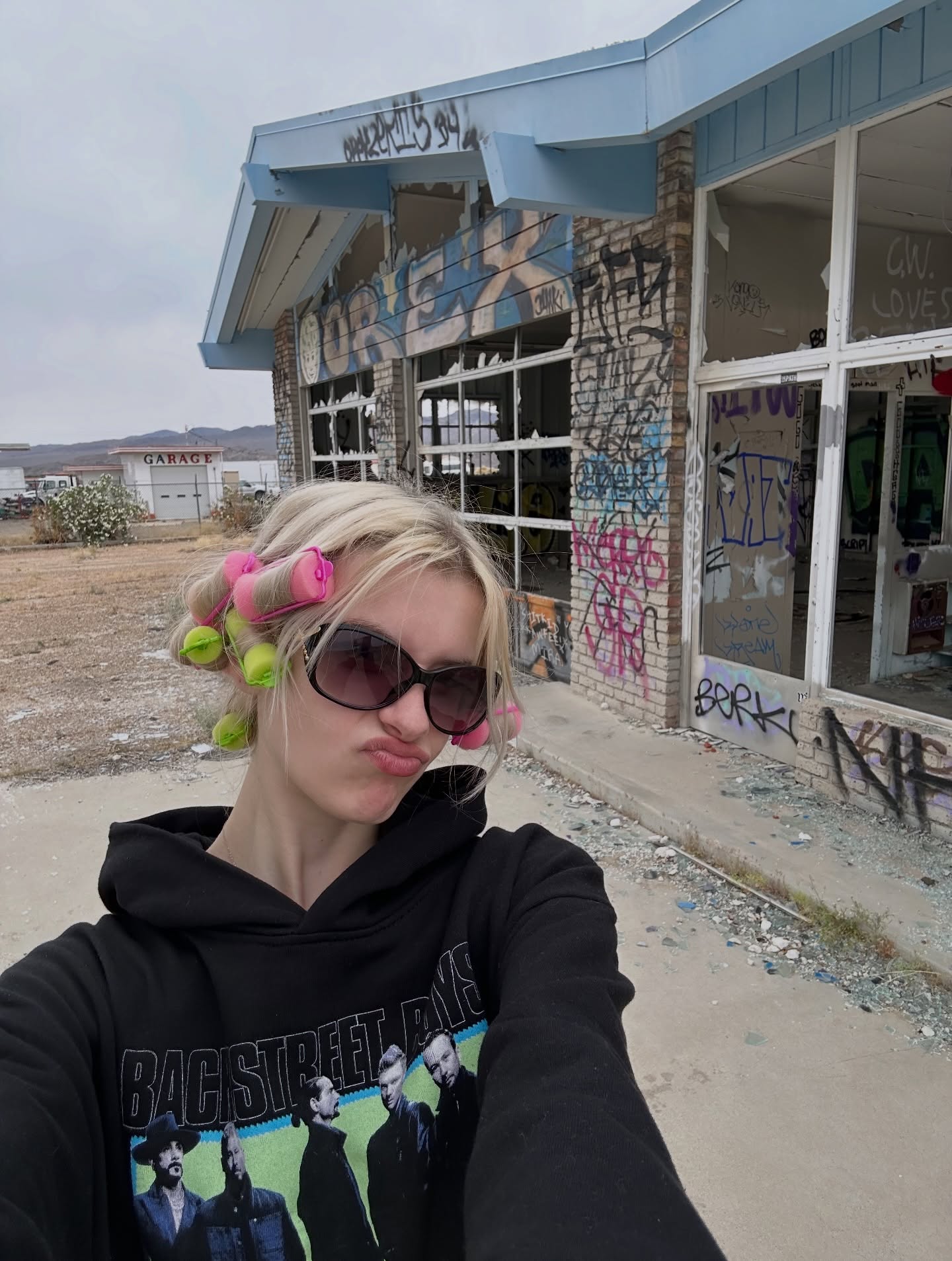 Selfie at abandoned desert building